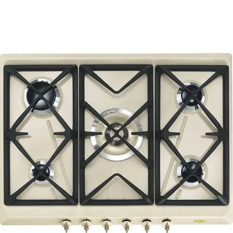 Popolare Smeg Coloniale SRV876POGH piano cottura Crema Da incasso 68.5 cm Gas 5 Fornello(i)