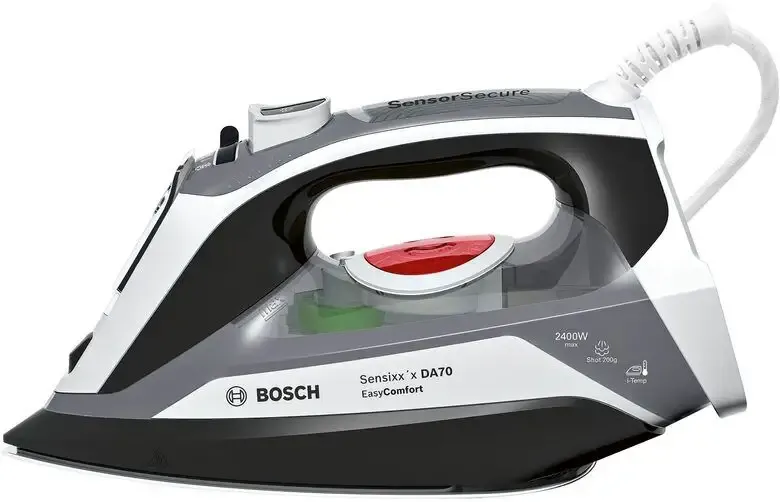 Bosch TDA70EASY ferro da stiro Ferro da stiro a secco e a vapore Piastra Ceranium Glissée 2400 W Nero, Bianco Sconto