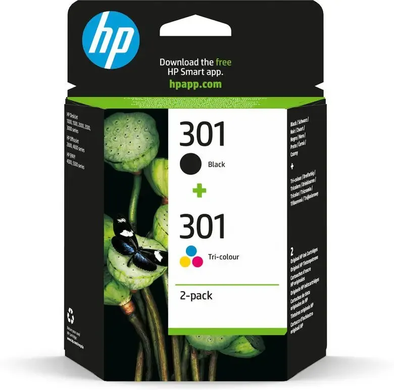 HP Confezione da 2 cartucce originali di inchiostro nero/tricromia 301 Offerta Limitata