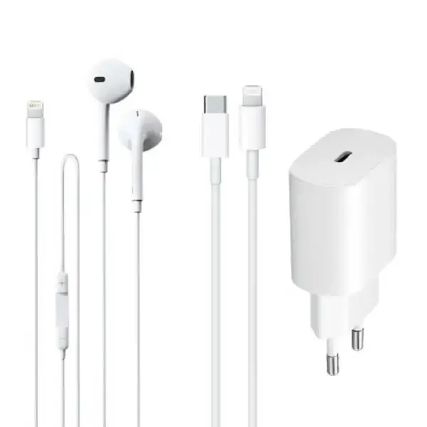 Area Kit 3in1 - Auricolari a capsula, Cavo USB-C Lightning, Wall charger 20w per dispositivi Apple Saldi