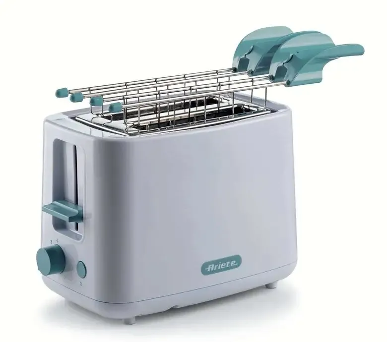 Sconto Ariete 157 Tostapane Breakfast, 760W, Capacità 2 fette di pane, Pinze in acciaio inox, 7 livelli di doratura, Pulsante stop, Tocco freddo, White