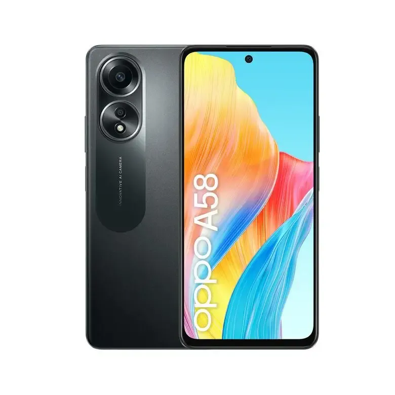 Professionale OPPO A58 4G Smartphone, AI Doppia fotocamera 50+2MP, Selfie 8MP, Display 6.72” 60HZ LCD FHD+, 5000mAh, RAM 6 (Esp 2GB/4GB/6GB)+ROM 128GB (esp2TB), IP54, [Versione Italia], Glowing Black