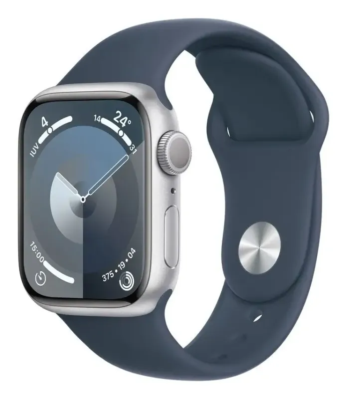 Offerta Limitata Apple Watch Series 9 GPS Cassa 41mm in Alluminio Argento con Cinturino Sport Blu Tempesta - S/M