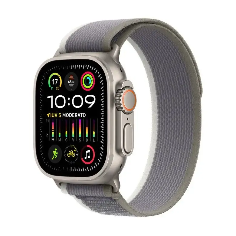 Apple Watch Ultra 2 GPS + Cellular, Cassa 49m in Titanio con Verde/Grigio Trail Loop - M/L Consegna Rapida
