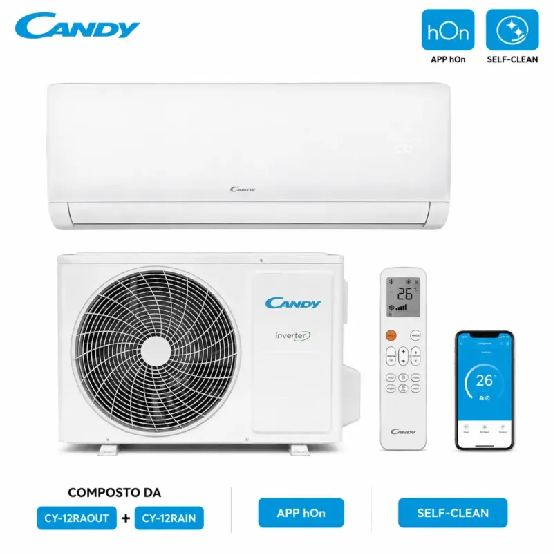 Super Prezzo Candy CY-12RA Condizionatore Fisso Unità Interna e Esterna Bianco