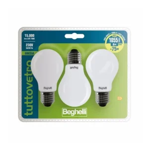 Novità Beghelli Lampadina Led Opale Goccia 8w E27 4000k Multipack 3 Pezzi