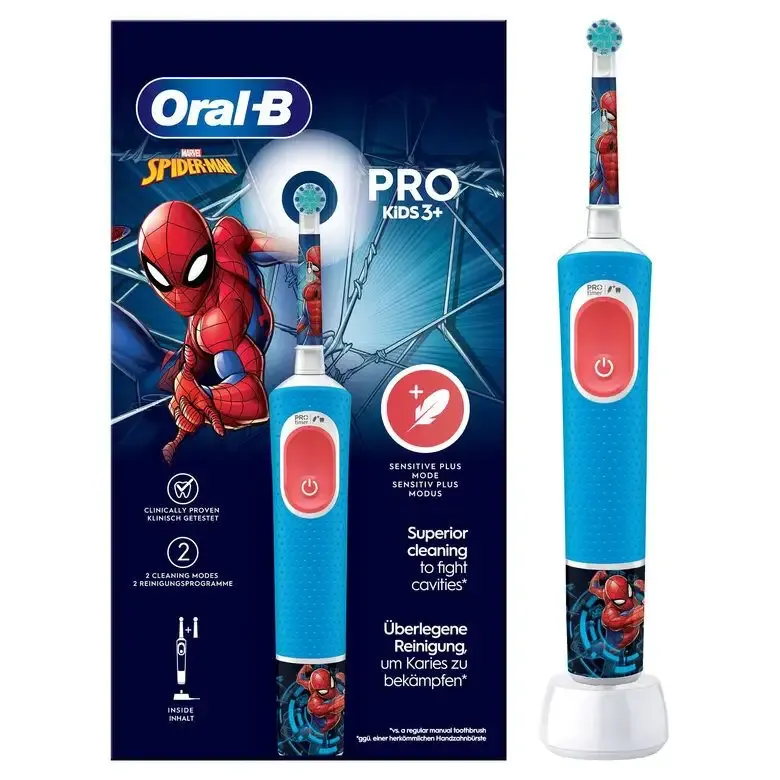 Offerta Speciale Oral-B Spazzolino Elettrico Ricaricabile Pro Kids con personaggi Marvel Spider-Man, 2 Testine, da 3 Anni In Su. 1 Spazzolino