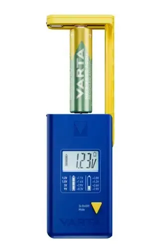 Reso Gratuito Varta LCD Battery Tester tester per batterie Blu, Giallo