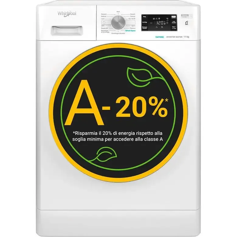 Vendita Finale Whirlpool FFB 1148 BSV IT Lavatrice A Libera Installazione 11 Kg, 1400 Giri, Tecnologia 6° Senso, Classe A, Bianco