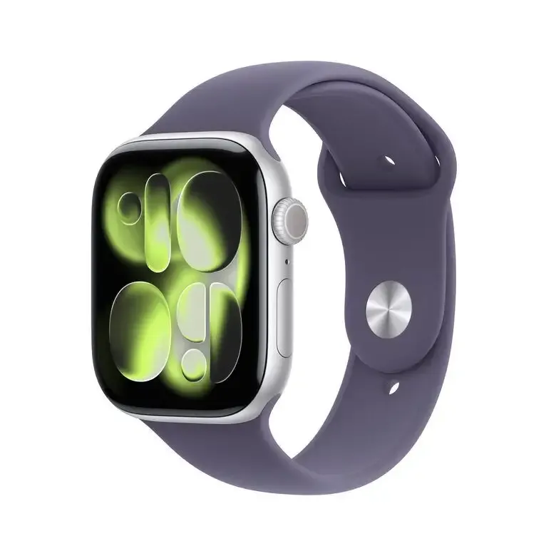 Novità Apple Watch Series 11 GPS + Cellular 46mm Cassa Alluminio Argento con Sport Band Viola Nebbia - M/L