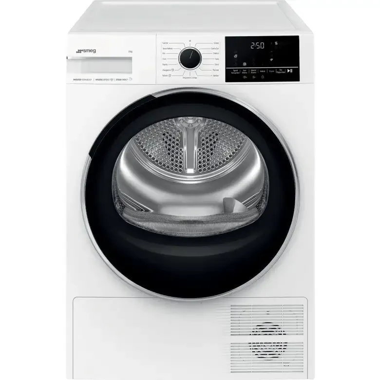 Acquista Ora Smeg DNP08SEB Asciugatrice Libera Installazione 8 Kg, Pompa Di Calore, Manopola Touch, Classe B, 15 Programmi, Bianco