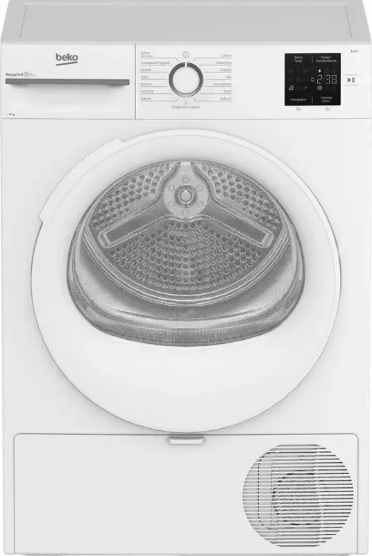 Professionale Beko Asciugatrice BMT103EW 10kg, classe D, linea estetica NX, display touch, colore bianco, oblò bianco