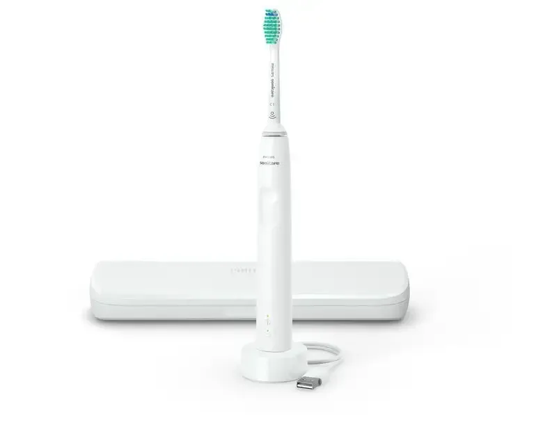 Philips 3100 series Sonicare Spazzolino Elettrico Sonico Bianco, con custodia da viaggio HX3673/13 Ultimissimo Modello