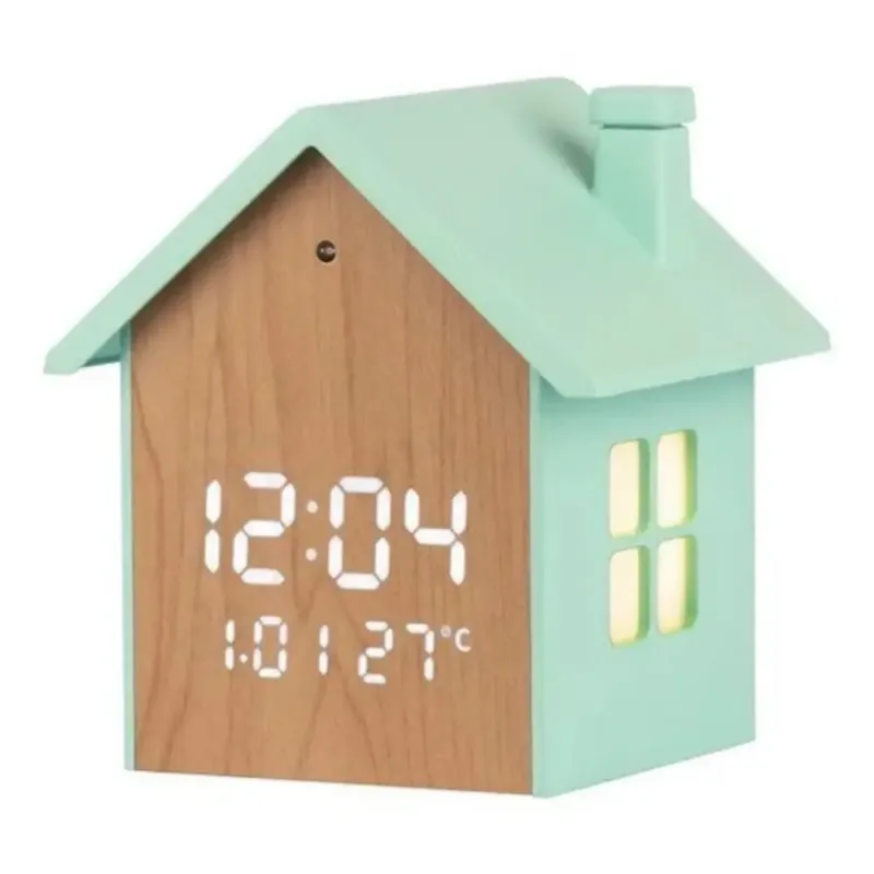 Solo Oggi Lowell Sveglia Digitale JD9540A In Legno Verde Acqua