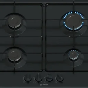 Ultimissimo Modello Bosch Serie 4 PGP6B6K80 Piano cottura a gas 60 cm 4 fuochi Acciaio Nero