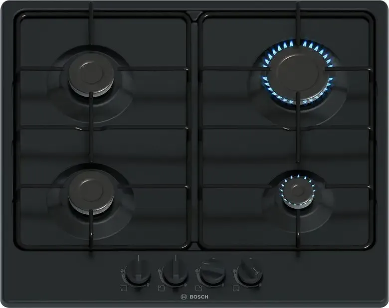 Ultimissimo Modello Bosch Serie 4 PGP6B6K80 Piano cottura a gas 60 cm 4 fuochi Acciaio Nero