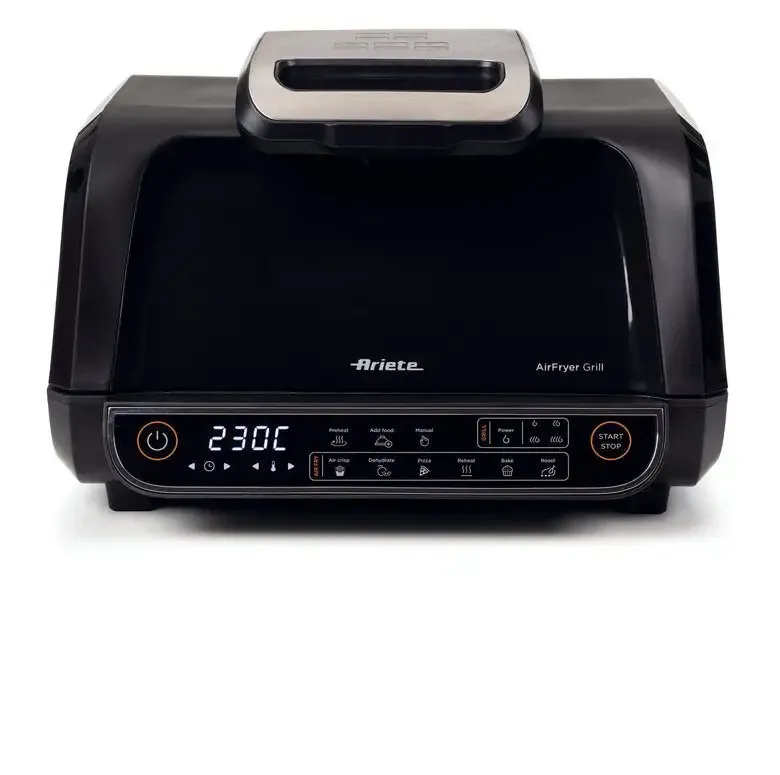 Spedito Oggi Ariete 4635 Air Fryer Grill, Friggitrice ad aria e Griglia, Bistecchiera,1700W, Capacità 8L, Friggi e Griglia, 8 funzioni di cottura, Timer, Nero