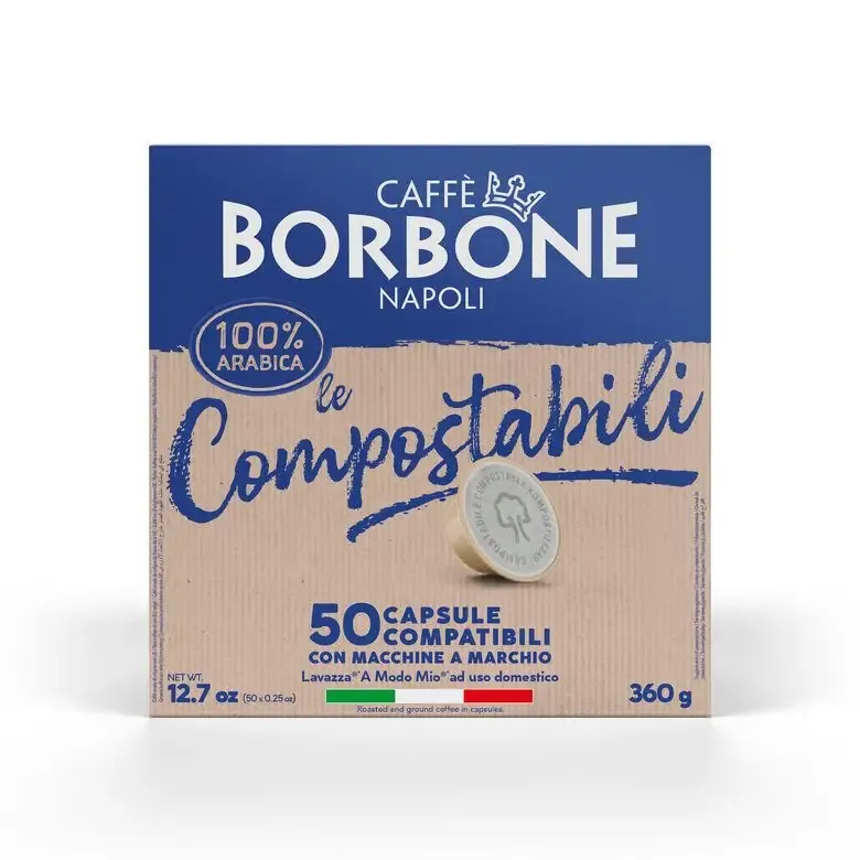 Caffè Borbone Capsule Compatibili Sistema A Modo Mio - Miscela 100% Arabica Compostabili - Smaltibili In Raccolta Umido - 50 Capsule Solo Oggi