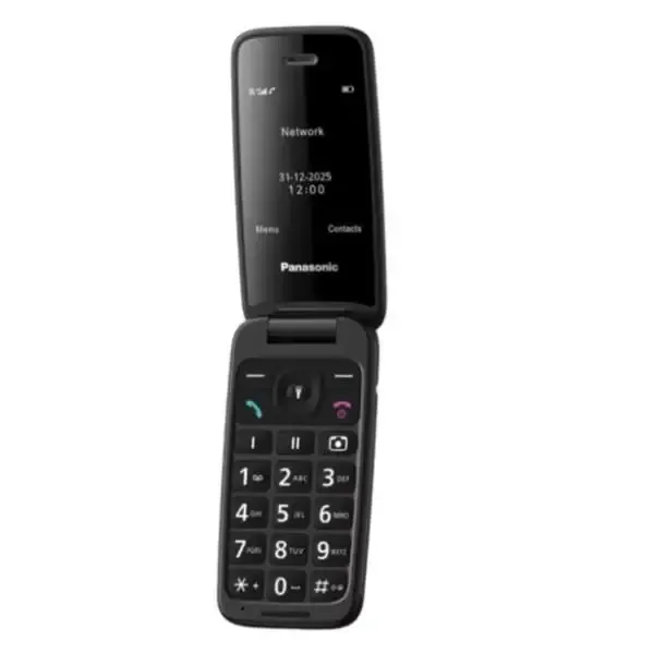 Panasonic KX-TU410EXB Cellulare 4G a Conchiglia Nero con Tasto SOS e Display 2,4" Reso Gratuito