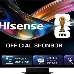 Hisense Smart TV RGB MiniLED 170Hz 65" 4K 65UR9S, Schermo Anti-Riflesso, 100% BT2020, Dolby Atmos 4.1.2 By Devialet, Dolby Vision IQ, VIDAA OS, USB-C, Native 170Hz Game Mode, Wifi 6E, BT, la Quantità Limitata