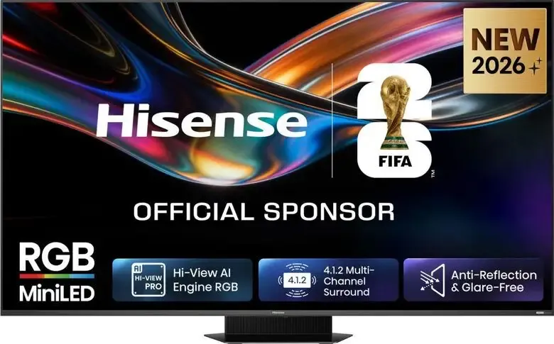 Hisense Smart TV RGB MiniLED 170Hz 65" 4K 65UR9S, Schermo Anti-Riflesso, 100% BT2020, Dolby Atmos 4.1.2 By Devialet, Dolby Vision IQ, VIDAA OS, USB-C, Native 170Hz Game Mode, Wifi 6E, BT, la Quantità Limitata