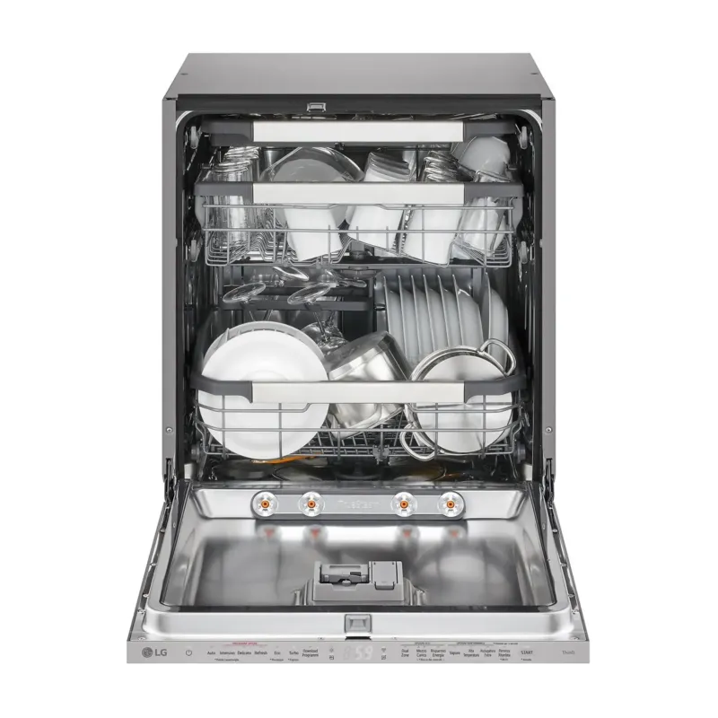 Spedito Oggi LG DB476TXSW Lavastoviglie da Incasso 14 Coperti Classe A con Premium Rack per Calici