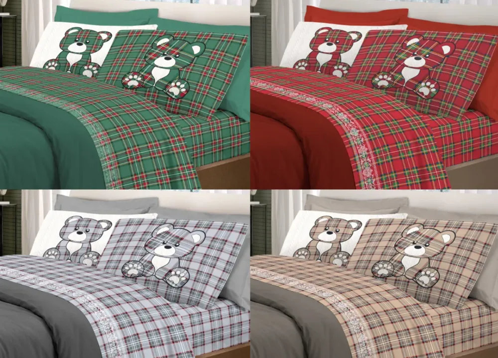Completo Lenzuola TARTAN ORSETTI singolo By Pensieri Delicati Compra Adesso