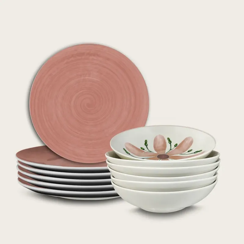 Ultime Pezzi Set 12 Piatti FLOWERS In Porcellana - Arca