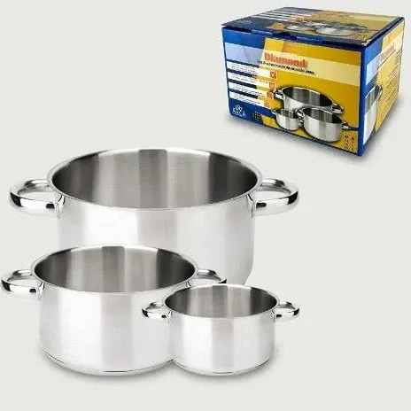 Set 3 Pentole Diamond 18/20/22 due manici in acciaio inox - Arca Reso Gratuito