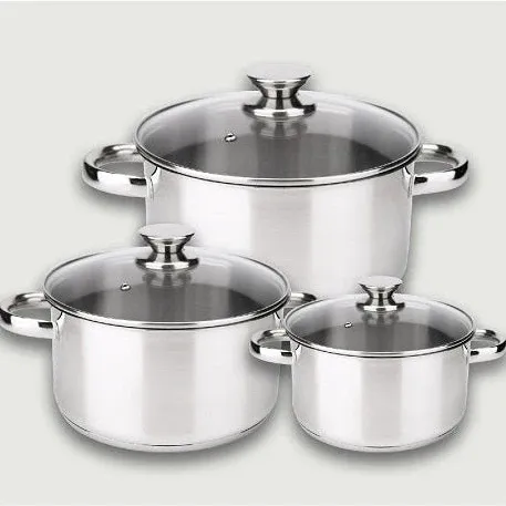 Set 3 Pentole Diamond 22/24/26 due manici in acciaio inox con coperchi - Arca Vendita Finale