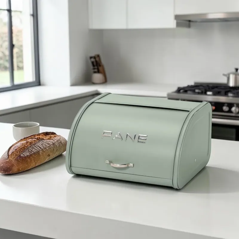 Prezzo Conveniente Kitchen Portapane in Metallo Verde Salvia 30x26x17 cm - Montemaggi