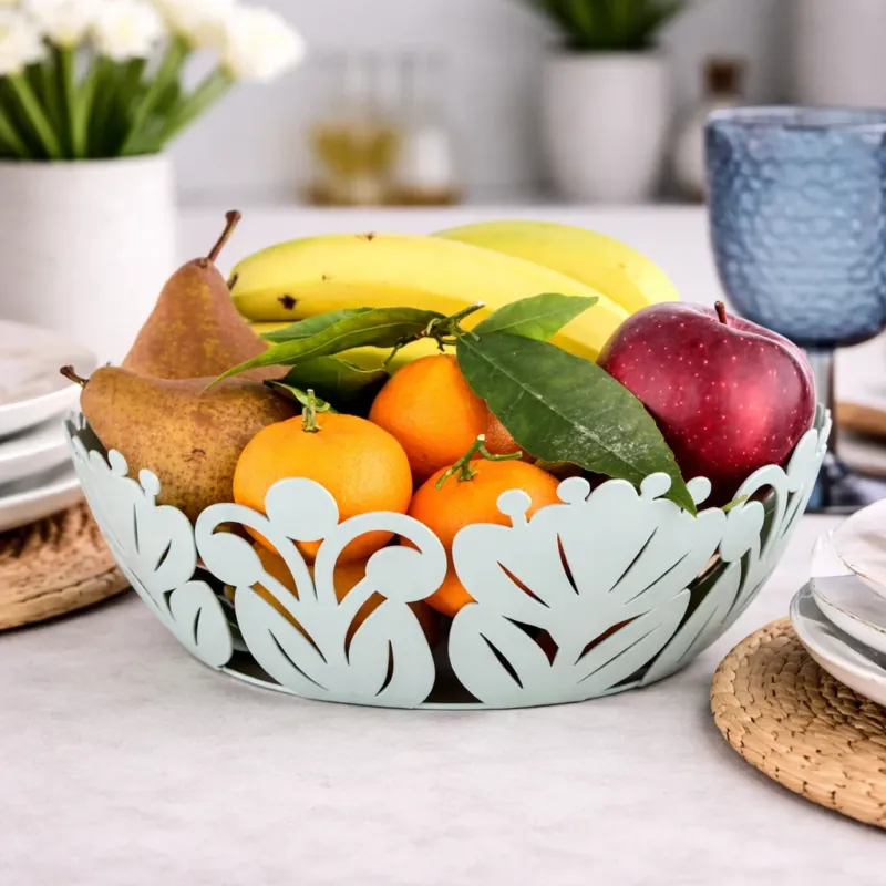 Non Perdere Cestina Portafrutta Ibiscus in Metallo Verde Chiaro 27x27x9 cm - Montemaggi