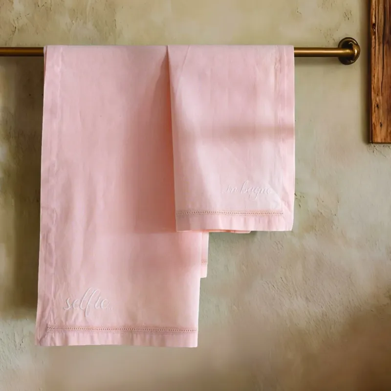 Set asciugamani Camilla L’Atelier17 1+1 cotone con ricamo e orlo a giorno 60x100 40x60 Prezzo Ridotto