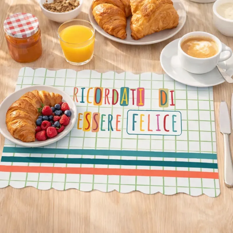 Set 2 Tovagliette Sagomate "Ricordati di essere felice" 43,5x28,5 cm - Montemaggi Ultimissimo Modello