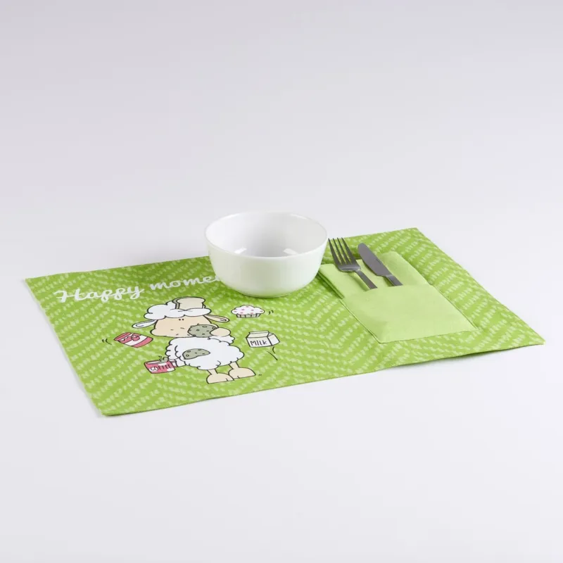 Ultima Occasione Set Colazione 2 Tovagliette 35x50cm con Tovagliolo 40x40cm "Happy Moments" - Happy People