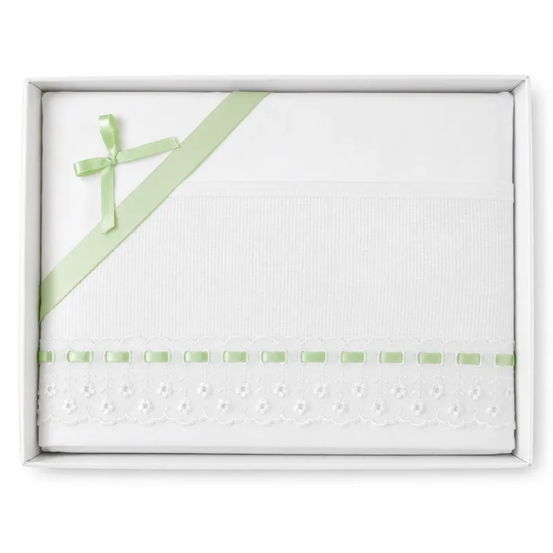 Completo Lenzuola Culla Tela Aida 3 pz Fondo Bianco e Decoro Vari Colori art.13/05 dis.aisg - Mio Piccolo Solo Oggi