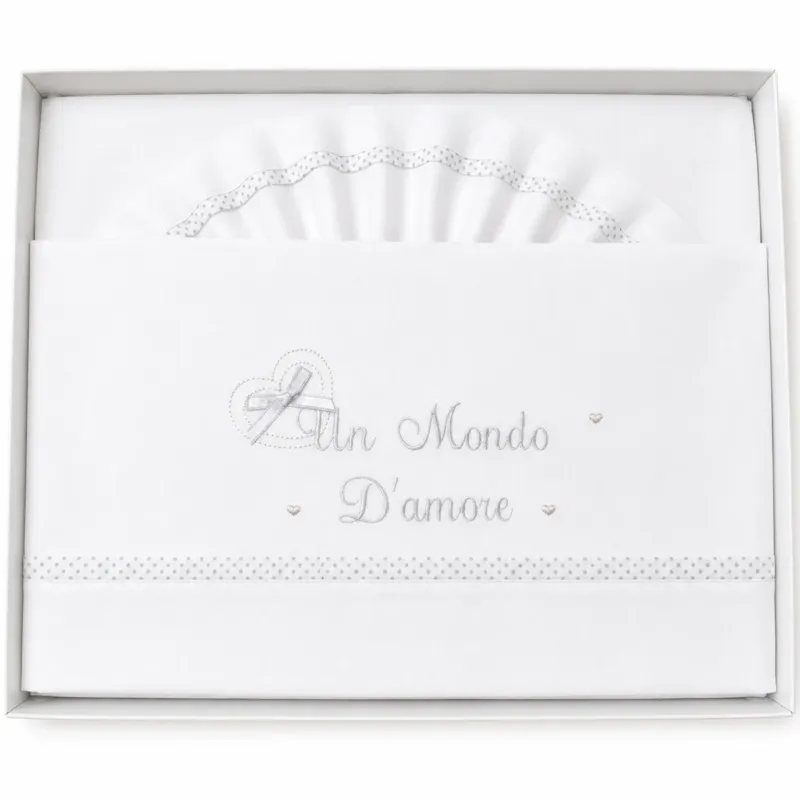 Promozione Esclusiva Completo Lenzuola Lettino 3pz Un Mondo D‘Amore 100% Cotone - Dolci Sogni