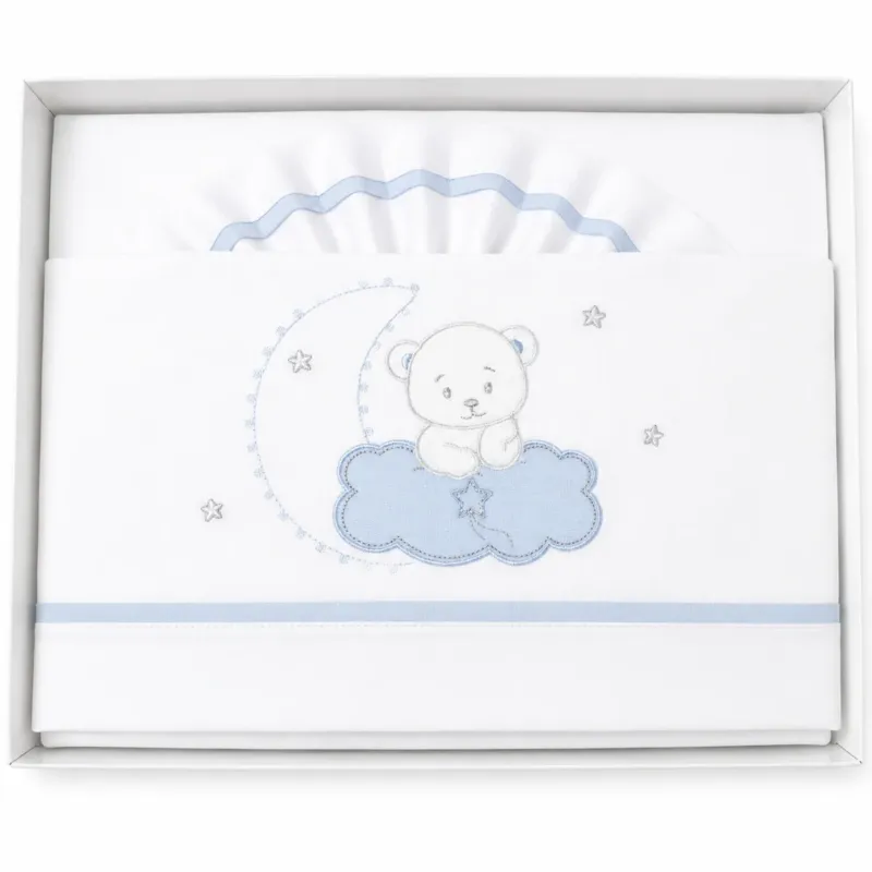 Completo Lenzuola Lettino 3pz Orsetto Nanna 100% Cotone - Dolci Sogni Promozione