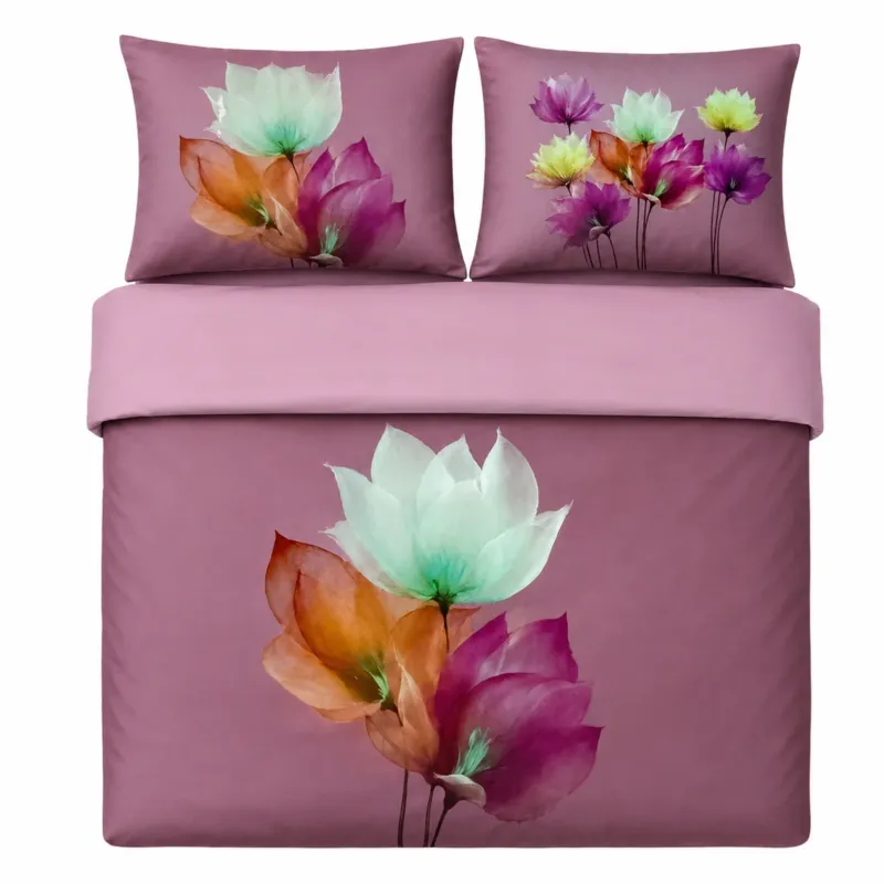 Completo Lenzuola Copriletto Matrimoniale FLOWER 100% Cotone - Biancaluna Promo Stagionale