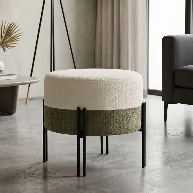 Prezzo Conveniente Pouf Stile Moderno Bicolore Ø 49X42cm - Ferretti