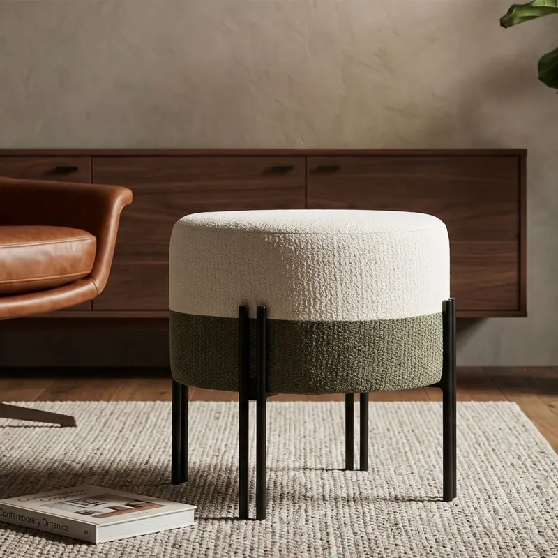 Ultima Occasione Pouf Stile Moderno Bicolore Ø 44X41cm - Ferretti
