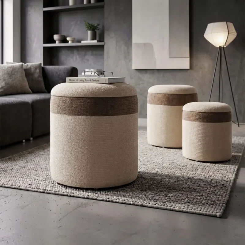 Compra Online Set Di 3 Pouf Contenitore Stile Nordico - Ferretti
