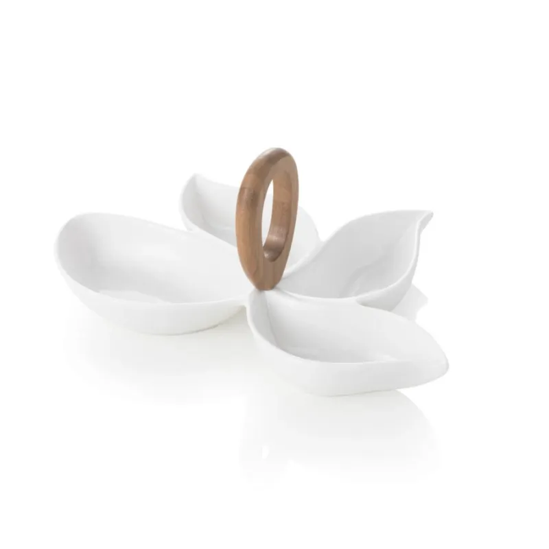 Compra Online BRANDANI Antipastiera “Octopus” in porcellana e bamboo – 30 x 19 x h 13,5 cm