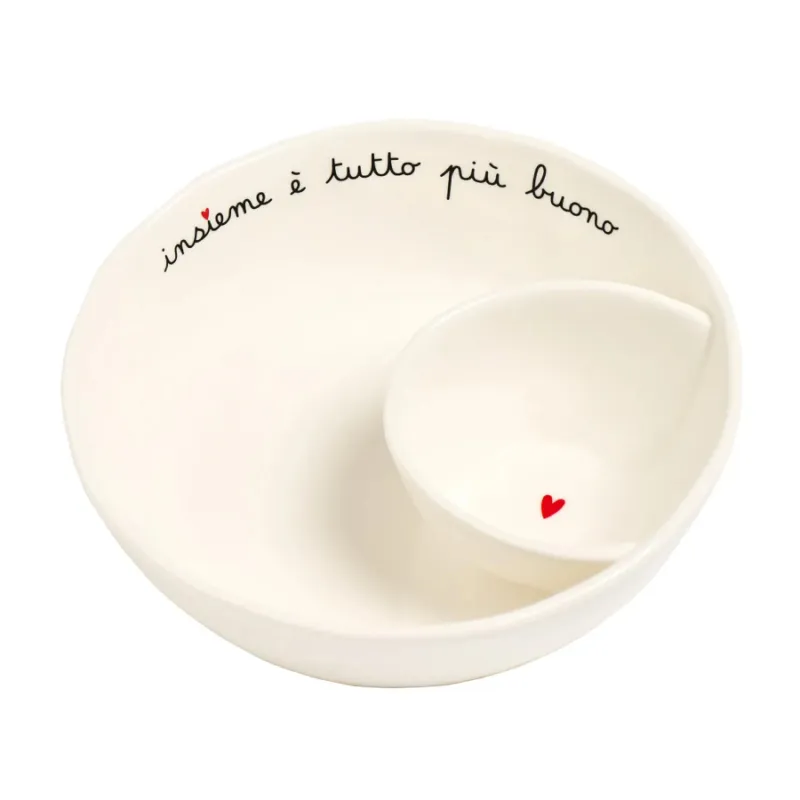 Super Prezzo SIMPLE DAY Coppa aperitivo in gres “Insieme è tutto più buono” – ø 20 x h 6 cm
