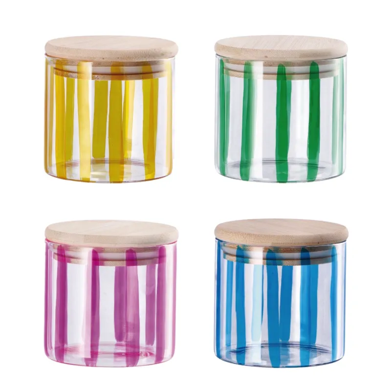 Barattolo in vetro con coperchio in bamboo – ⌀ 9 x h 9 cm Prezzo Conveniente