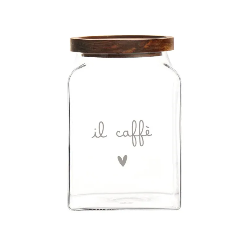 Novità SIMPLE DAY Barattolo vetro borosilicato e tappo in legno “Caffè” – 12 x 12 x 18 cm