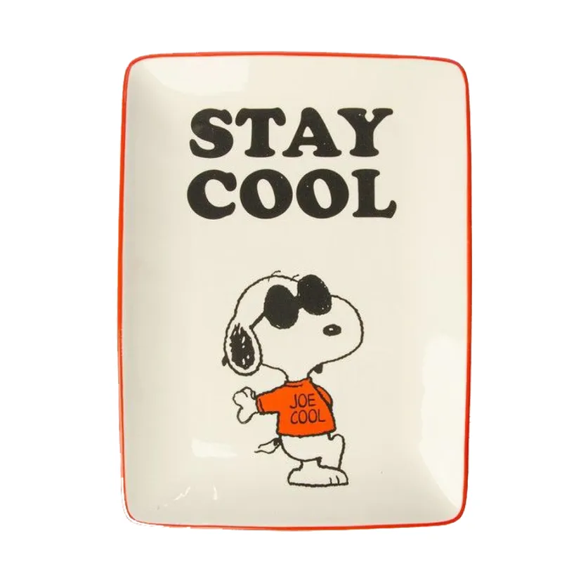 Esclusivo BLOGO DESIGN Vassoio in ceramica Snoopy “Stay Cool” – 16 × 1,6 × 22 cm