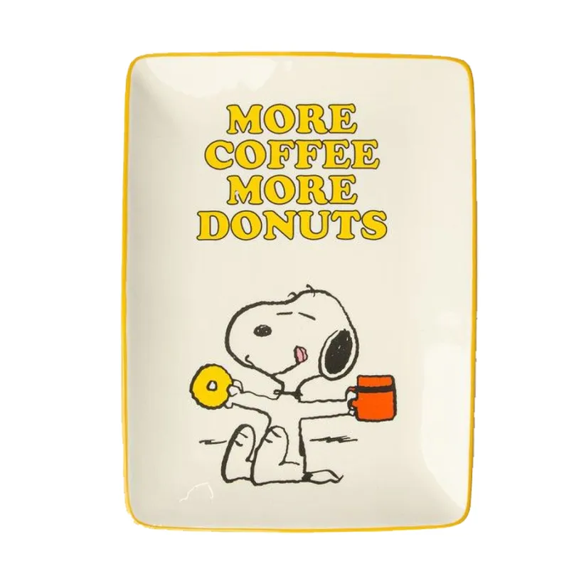 BLOGO DESIGN Vassoio in ceramica Snoopy “More Coffe More Donuts” – 16 × 1,6 × 22 cm Offerta Del Giorno