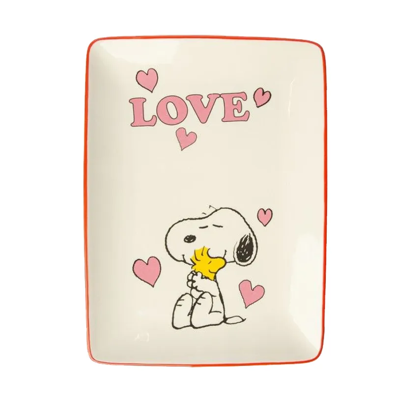 BLOGO DESIGN Vassoio in ceramica Snoopy “Love” – 16 × 1,6 × 22 cm Subito Disponibile
