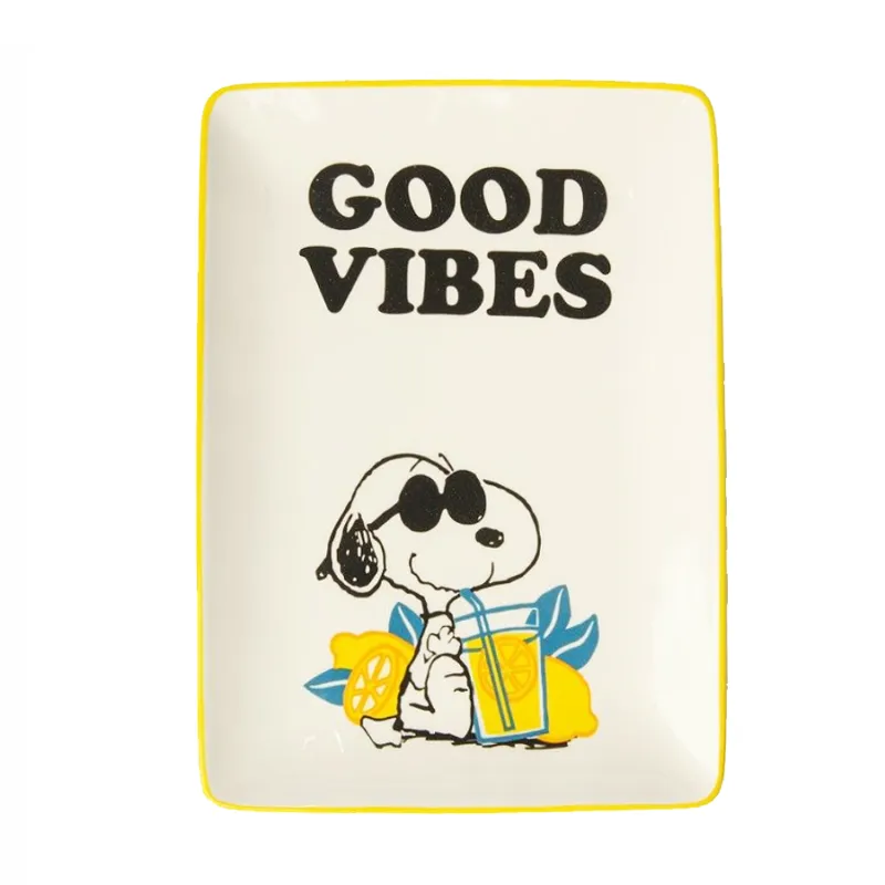 Offerta Speciale BLOGO DESIGN Vassoio in ceramica Snoopy “Good Vibes” – 16 × 1,6 × 22 cm